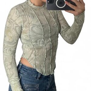 Forever 21 Light Green Patterned Blouse